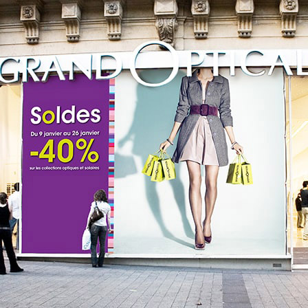 Habillage devanture retail Grand optical